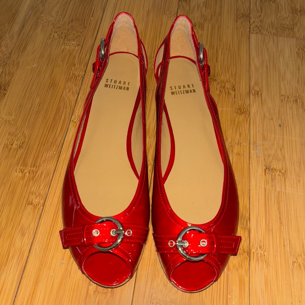 Vintage Stuart Weitzman Cherry Red Patent Flats